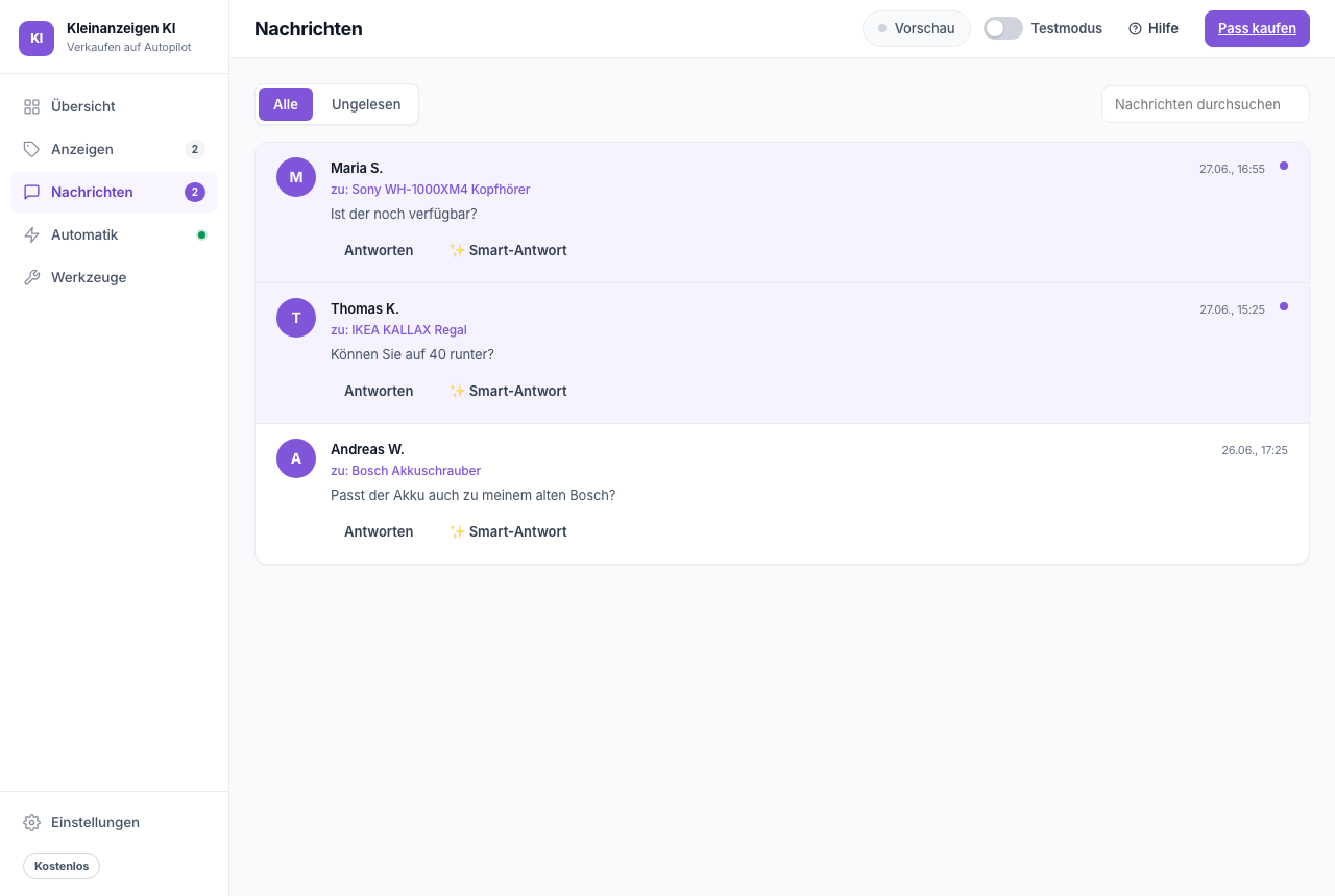 Nachrichten mit Smart-Antwort